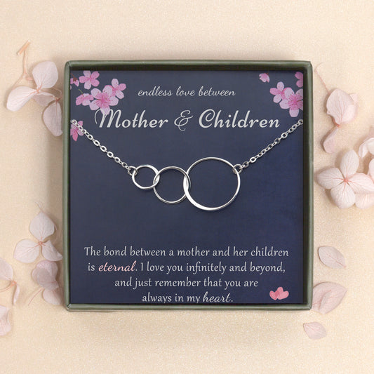 "Endless Love Between Mother And Children" Card and Interlocking Necklace