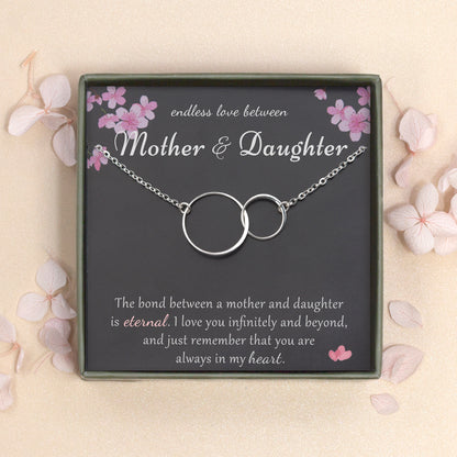 "Endless Love Between Mother And Daughter" Card and Interlocking Necklace