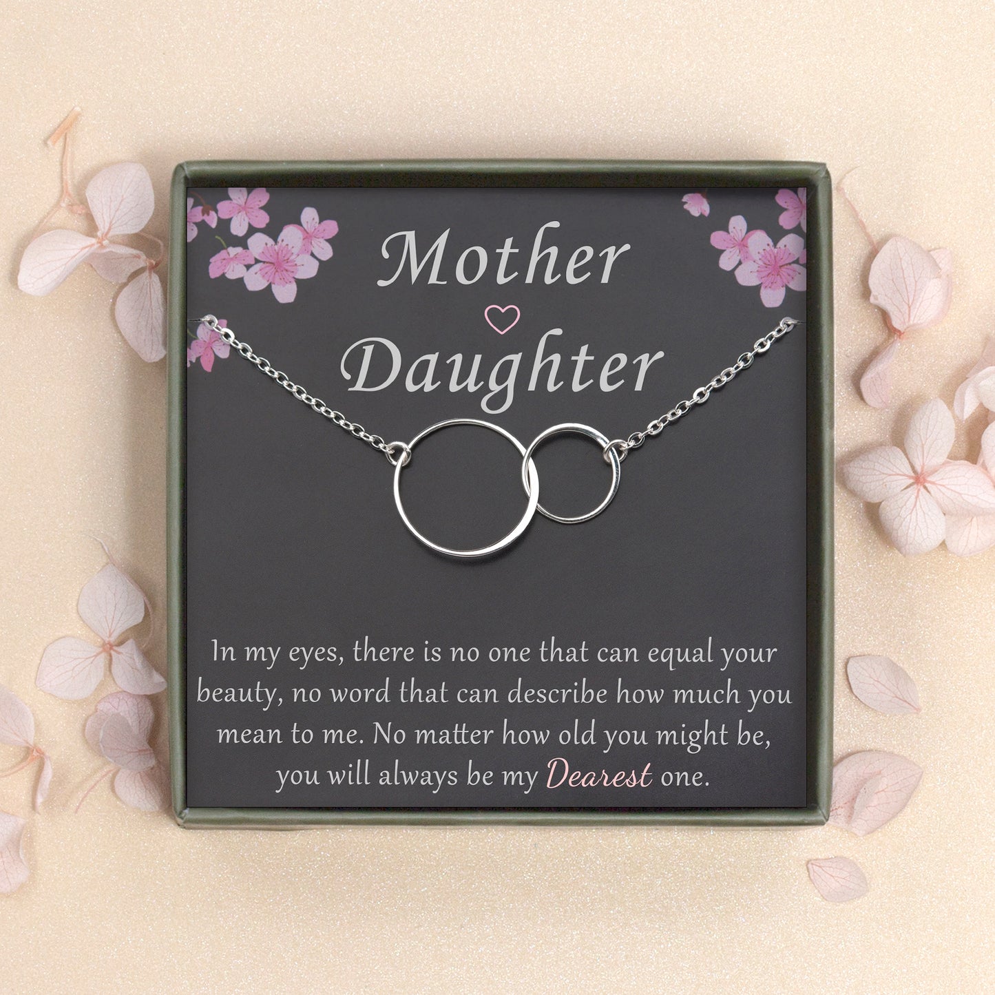 Mother and Daughter Card and Sterling Silver Infinity Ring Necklace Gift Set