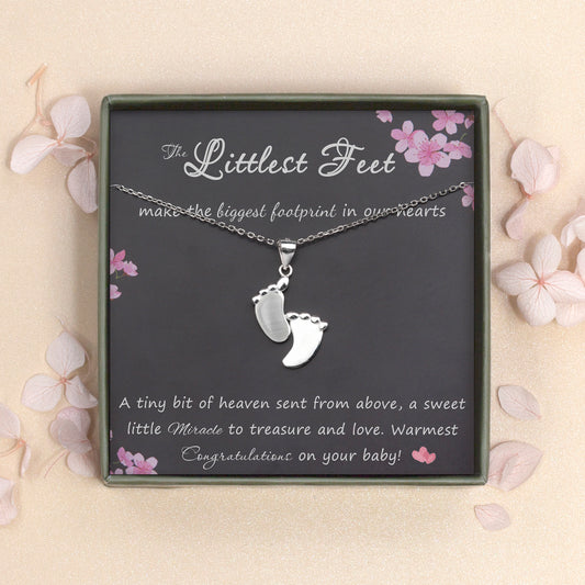 The Littlest Feet Card and Sterling Silver Necklace