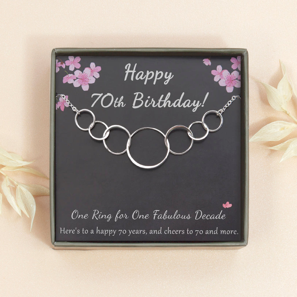 "Happy 70th Birthday" Card and Sterling Silver Necklace