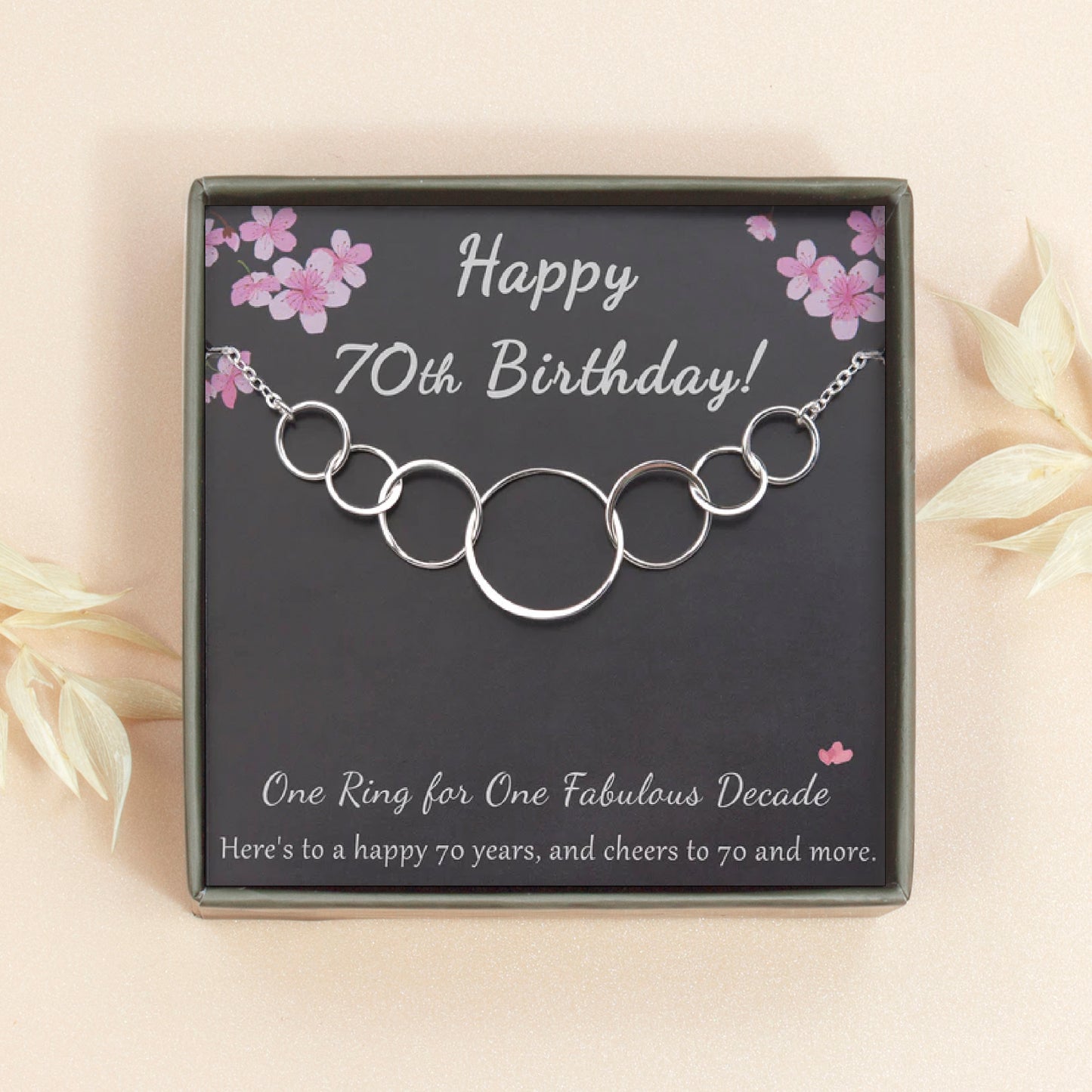 "Happy 70th Birthday" Card and Sterling Silver Necklace