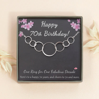 "Happy 70th Birthday" Card and Sterling Silver Necklace