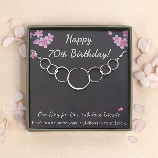 "Happy 70th Birthday" Card and Sterling Silver Necklace