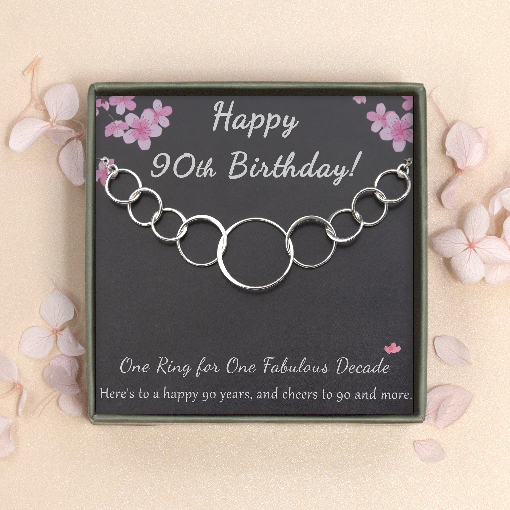 "Happy 90th Birthday!" Card and Sterling Silver Necklace
