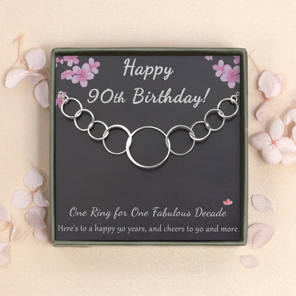 "Happy 90th Birthday!" Card and Sterling Silver Necklace