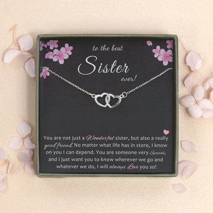 To the Best Sister Ever! Sterling Silver Heart Infinity Necklace Gift Set