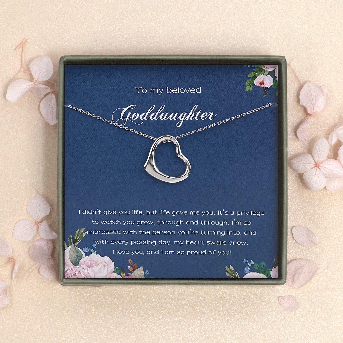 To My Beloved Goddaughter Card and Sterling Silver Heart Necklace Gift Set