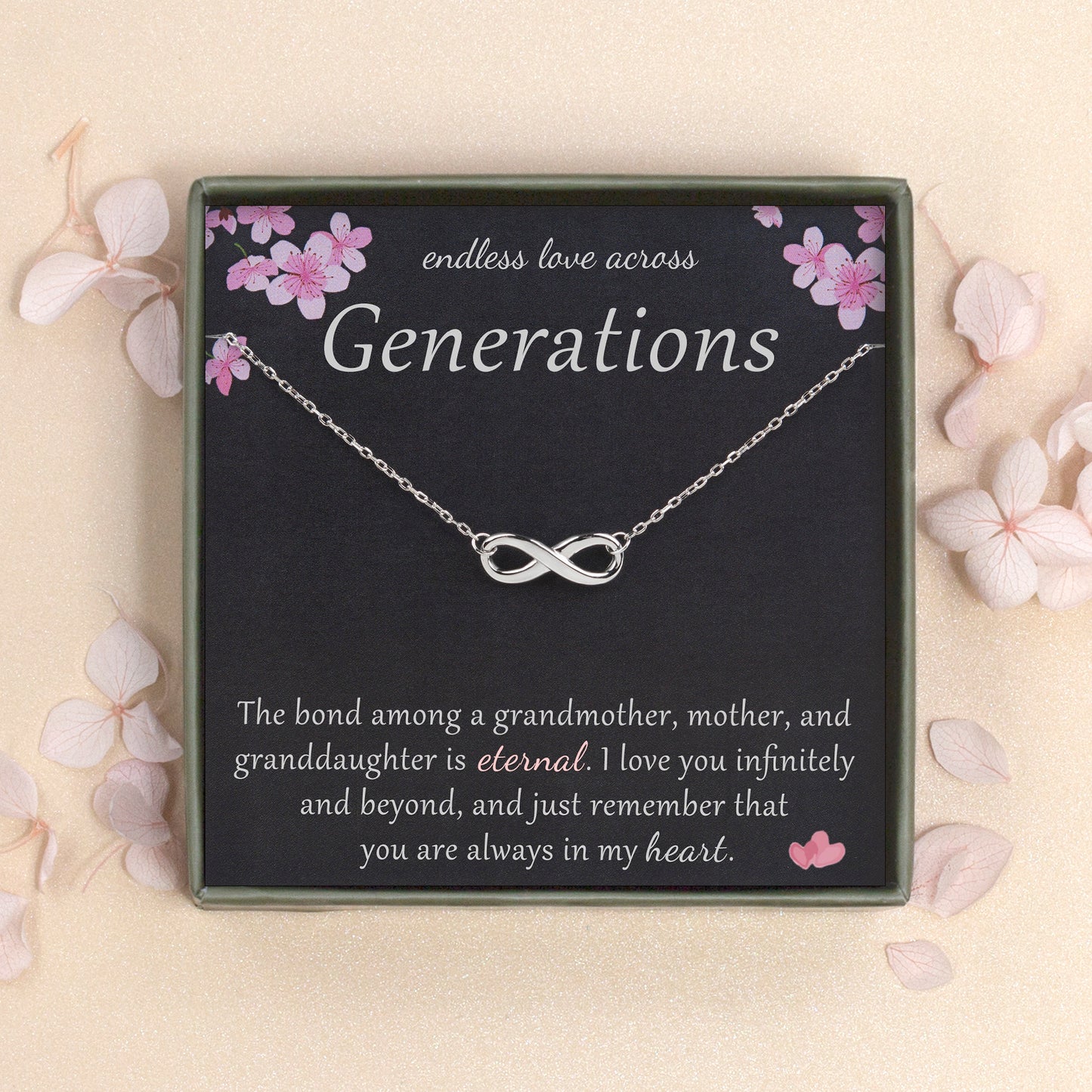 "Endless Love Across Generations" Card and Infinity Necklace