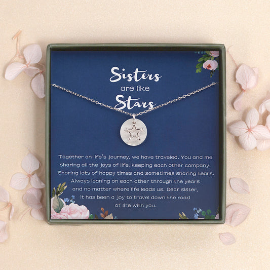 "Sisters are like Stars" Card and Sterling Silver Necklace