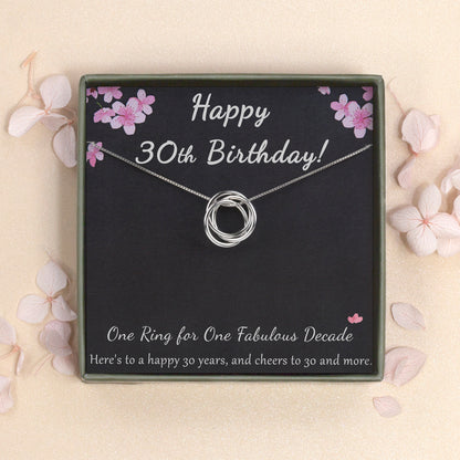 "Happy 30th Birthday" Card and Sterling Silver Necklace