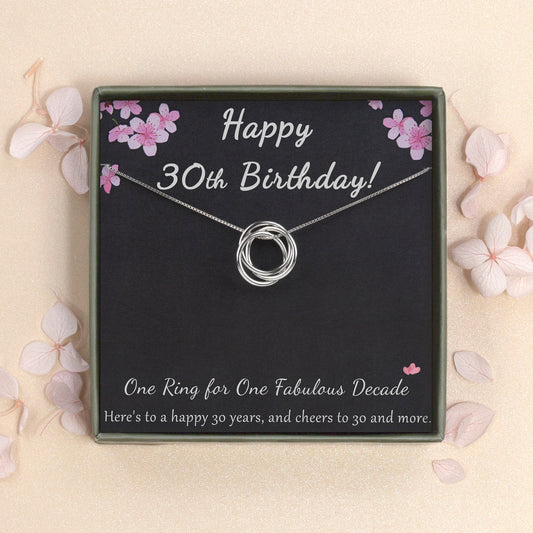 "Happy 30th Birthday" Card and Sterling Silver Necklace