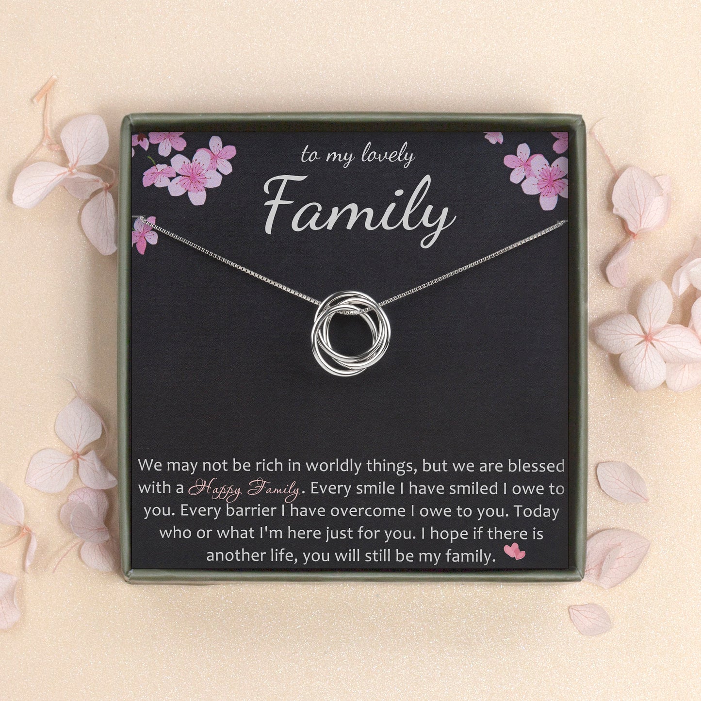 "To My Lovely Family" Card and Sterling Silver Necklace