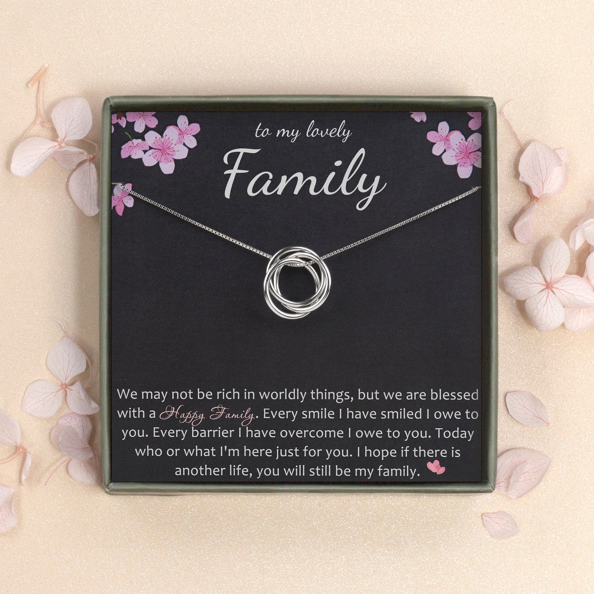 "To My Lovely Family" Card and Sterling Silver Necklace