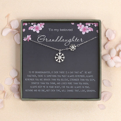 "To My Beautiful Granddaughter" Card and Snowflake Necklace