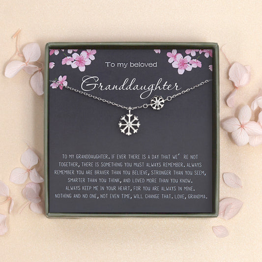 "To My Beautiful Granddaughter" Card and Snowflake Necklace