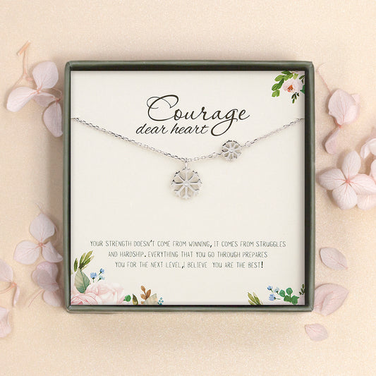 "Courage Dear Heart" Card and Snowflake Necklace