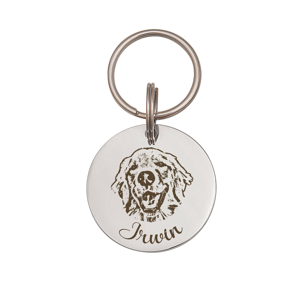 Round Pet Portrait Pet ID Dog Tag