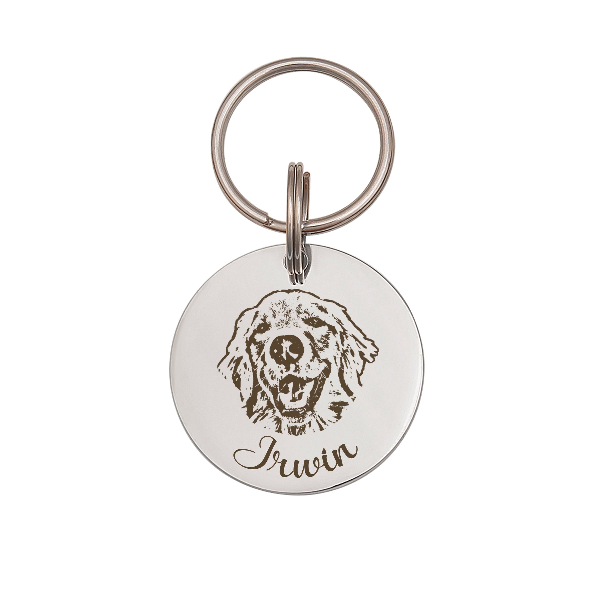 Round Stainless Steel Pet Portrait Dog ID Pet Tag