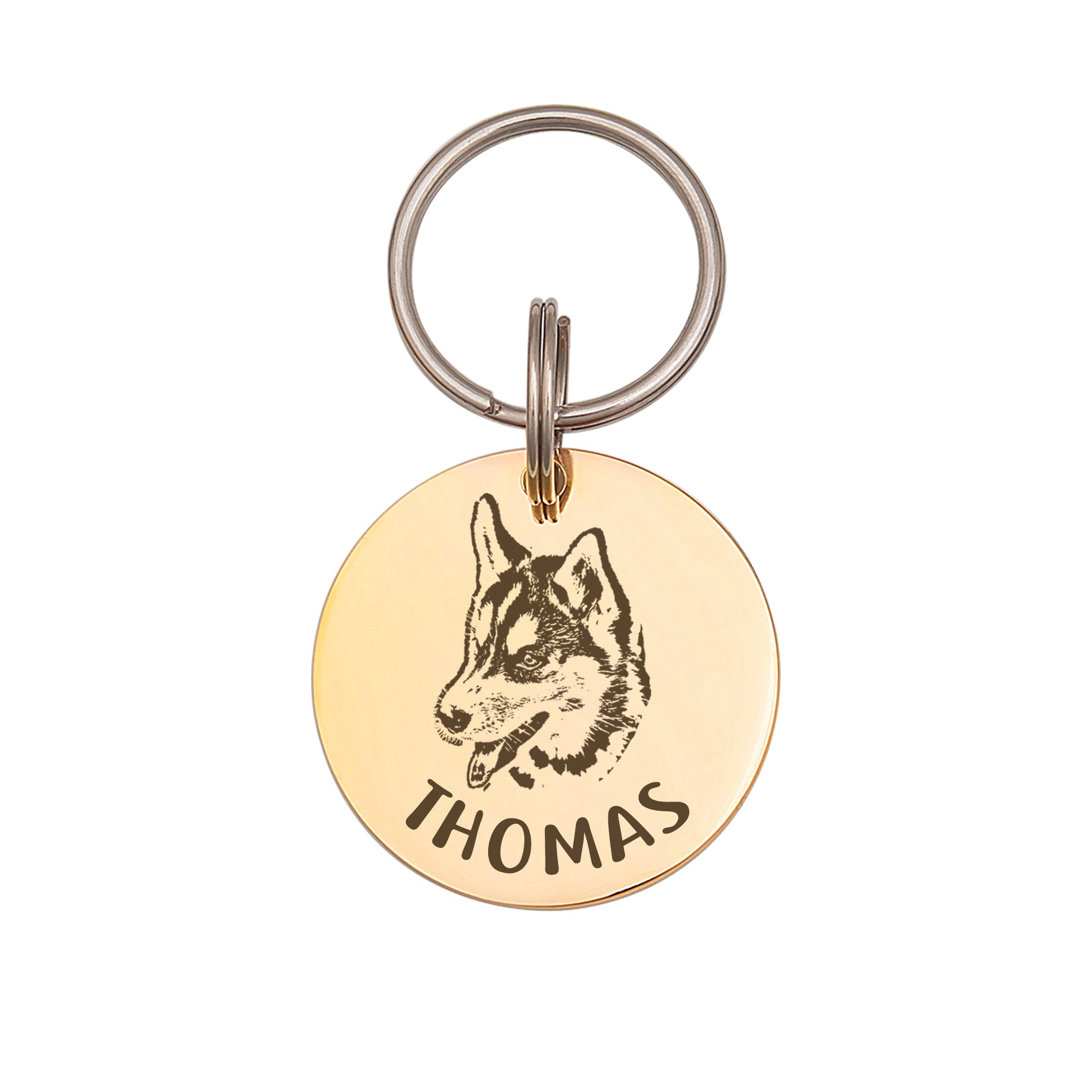 Round Stainless Steel Pet Portrait Dog ID Pet Tag