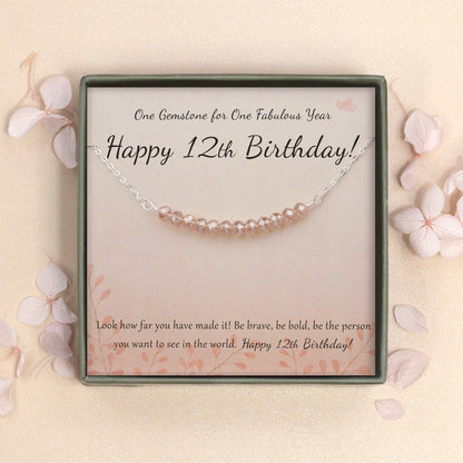 "Happy 12th Birthday" Card and Bead Necklace