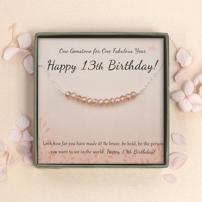 "Happy 13th Birthday" Card and Bead Necklace