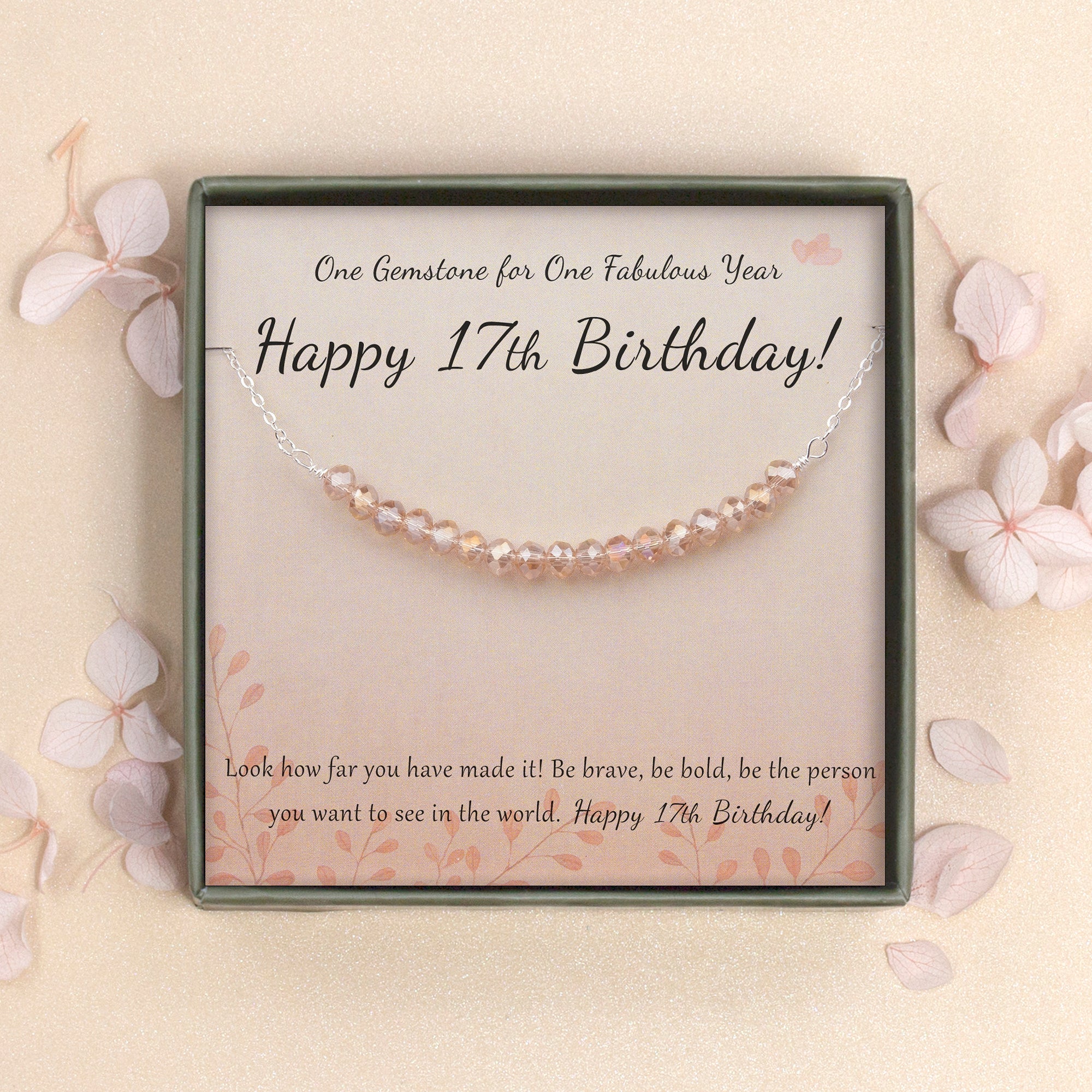 Happy 17th Birthday Gift for Girls, 925 Sterling Silver Necklace, Custom 17  Beads Jewelry for Her