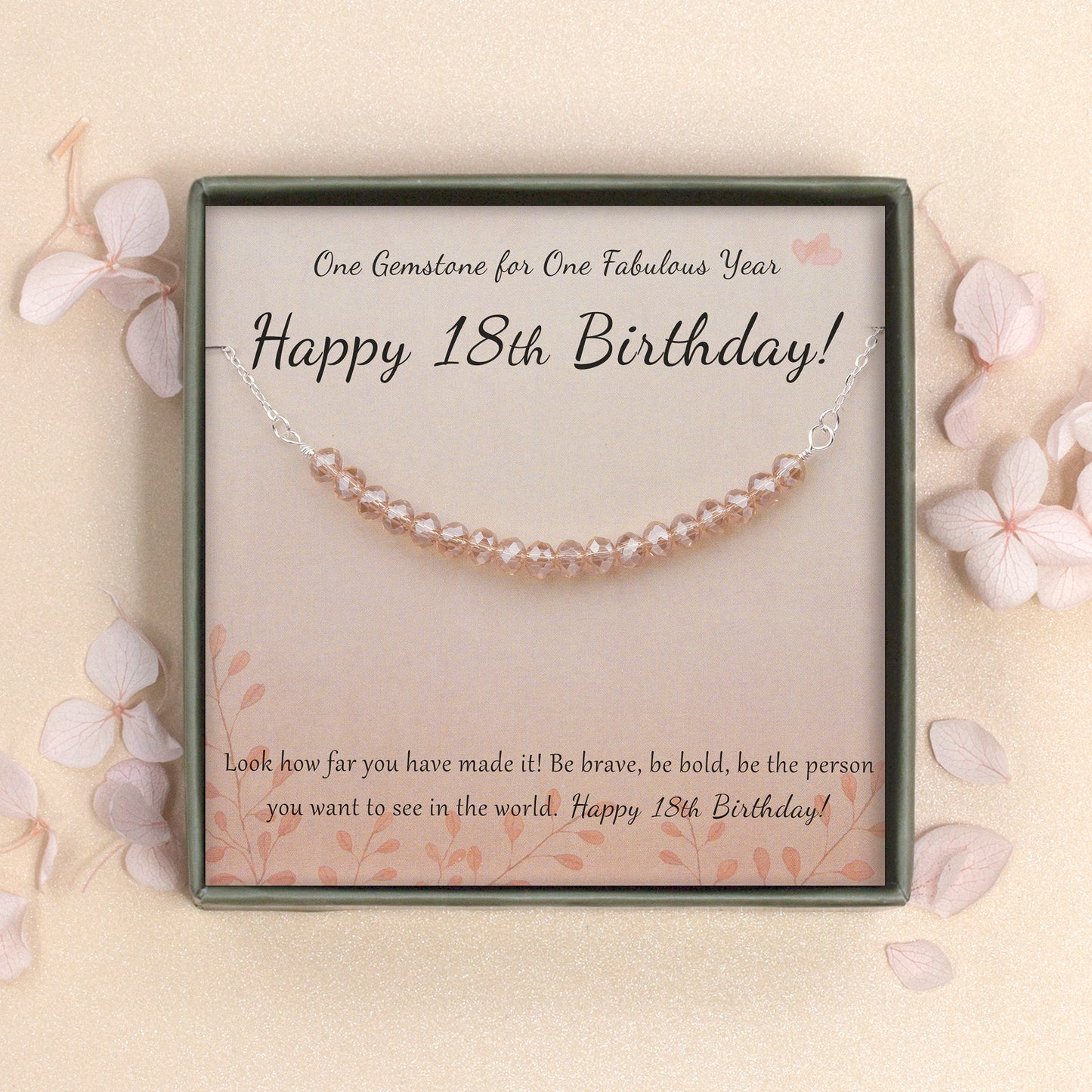 "Happy 18th Birthday" Card and Bead Necklace