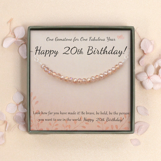 "Happy 20th Birthday" Card and Bead Necklace