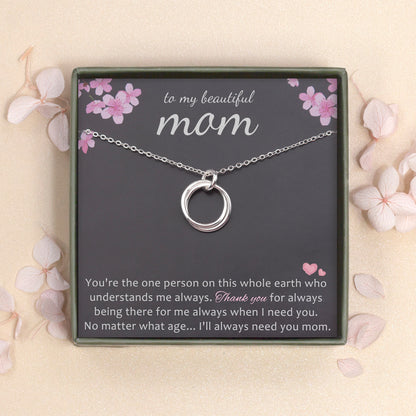 To My Beautiful Mom Card and Sterling Silver Necklace