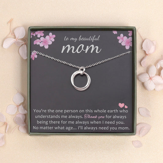 To My Beautiful Mom Card and Sterling Silver Necklace