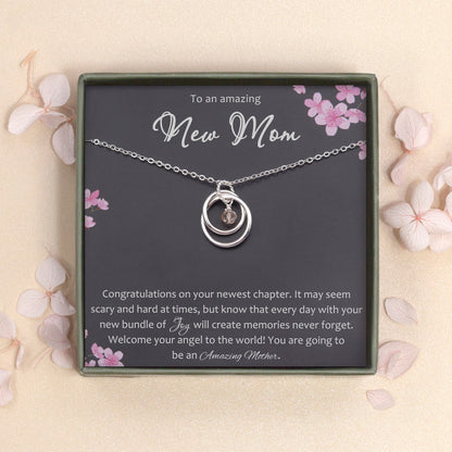 "To an Amazing New Mom" Card and Sterling Silver Necklace