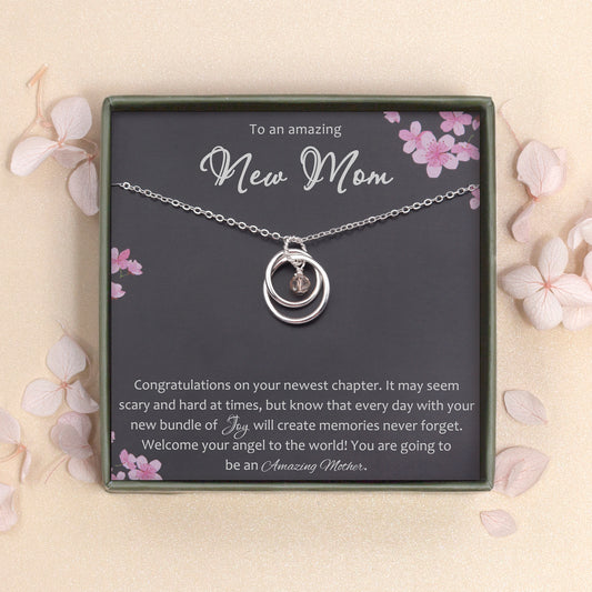 "To an Amazing New Mom" Card and Sterling Silver Necklace