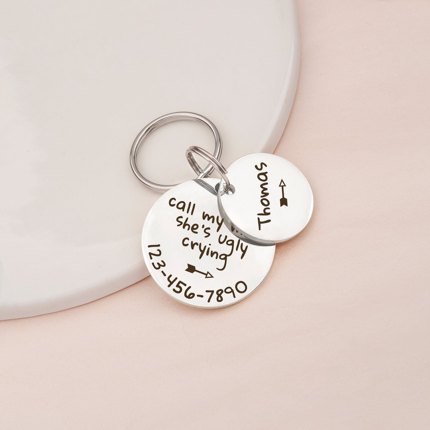 Personalized 2pc Round Shaped Quotes Pet Tag