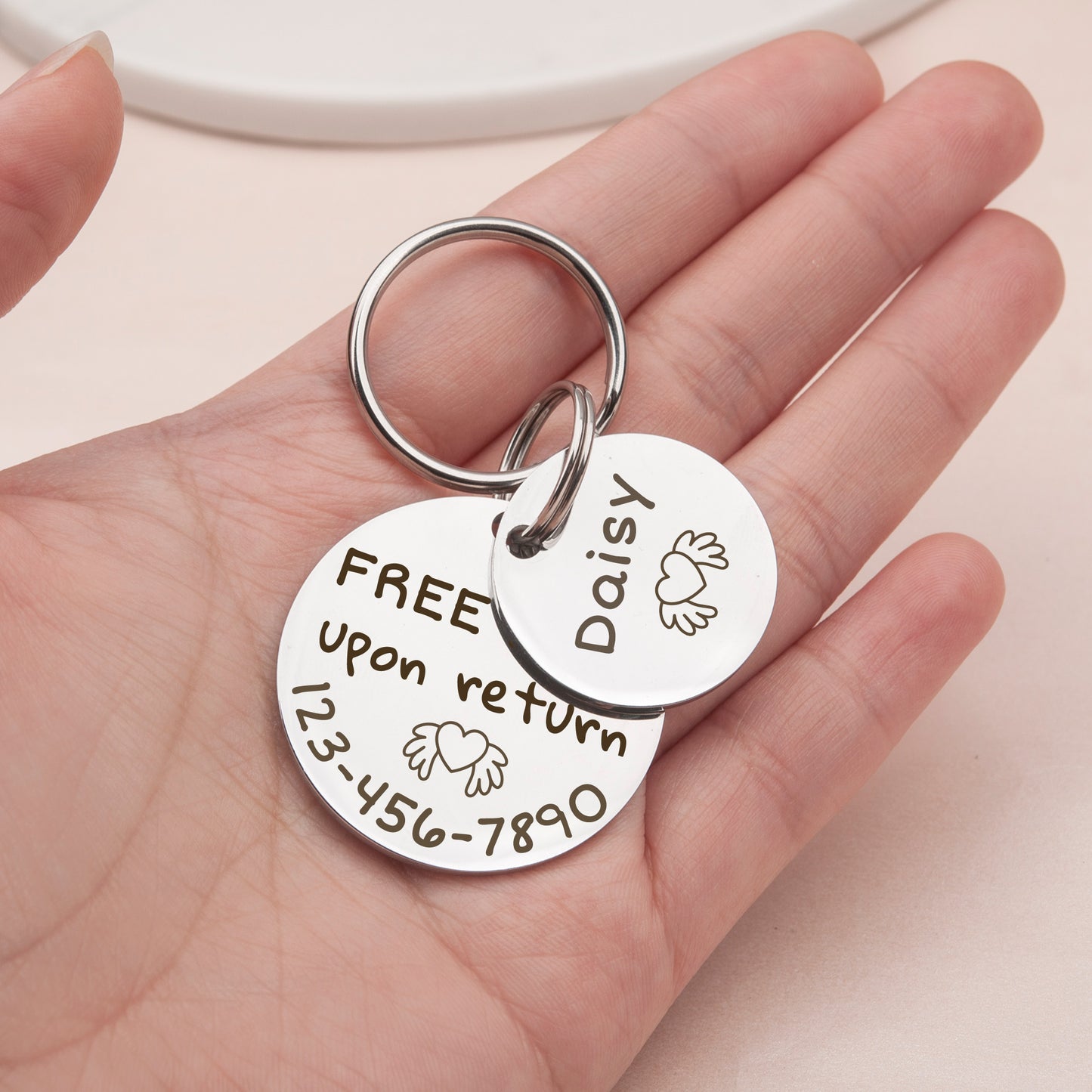 Personalized 2pc Round Shaped Quotes Pet Tag