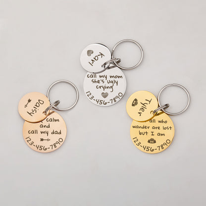 Personalized 2pc Round Shaped Quotes Pet Tag