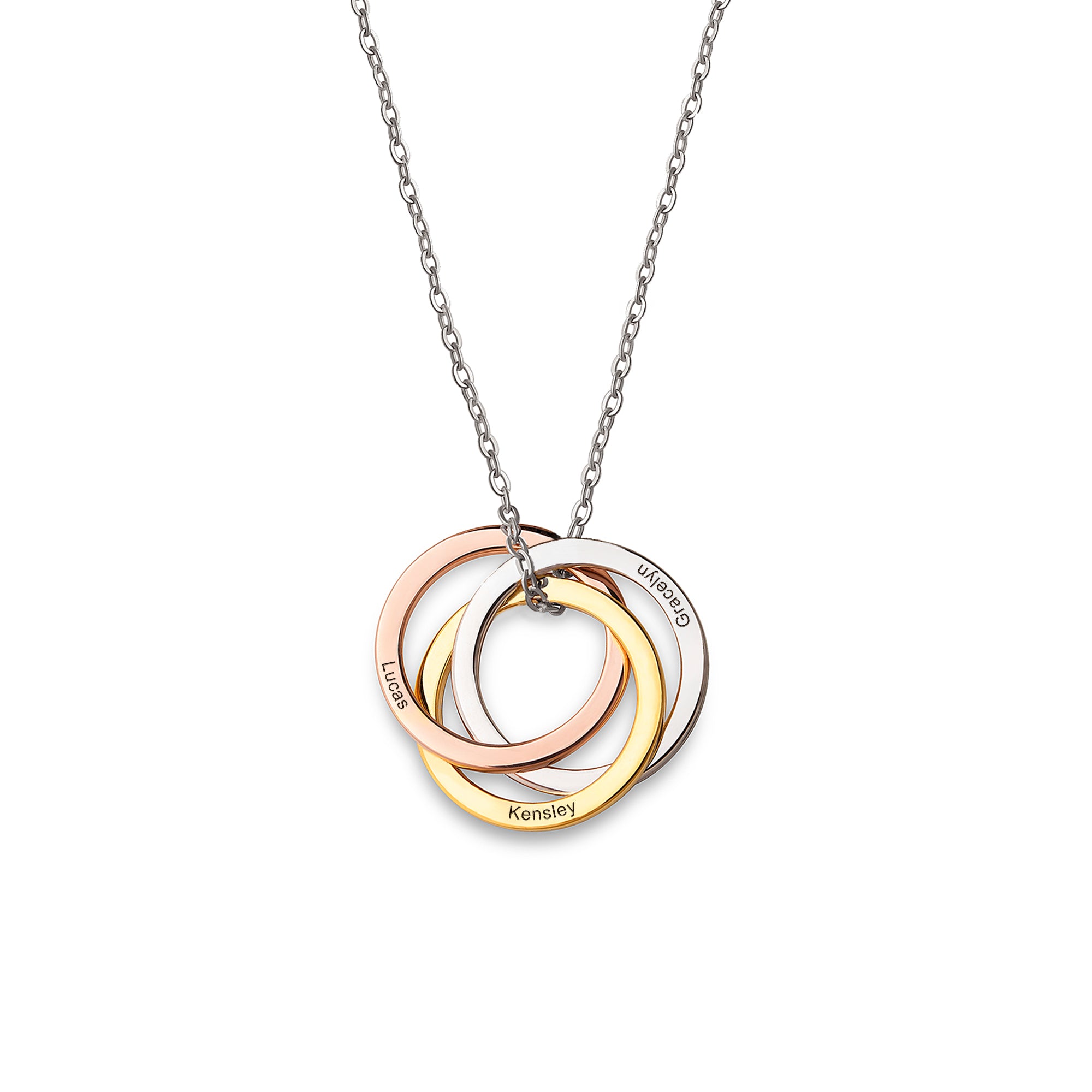 Multi-Color Rings Sterling Silver Necklace
