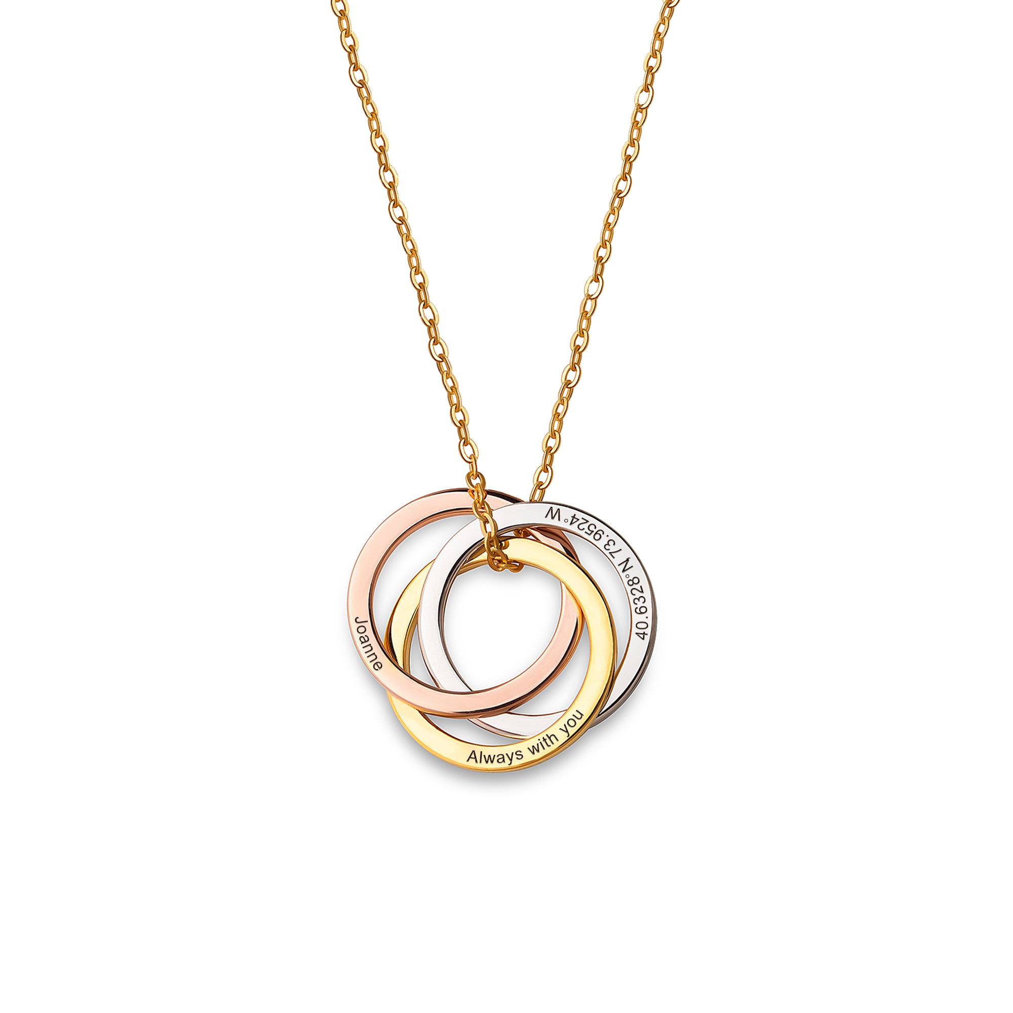 Multi-Color Rings Sterling Silver Necklace