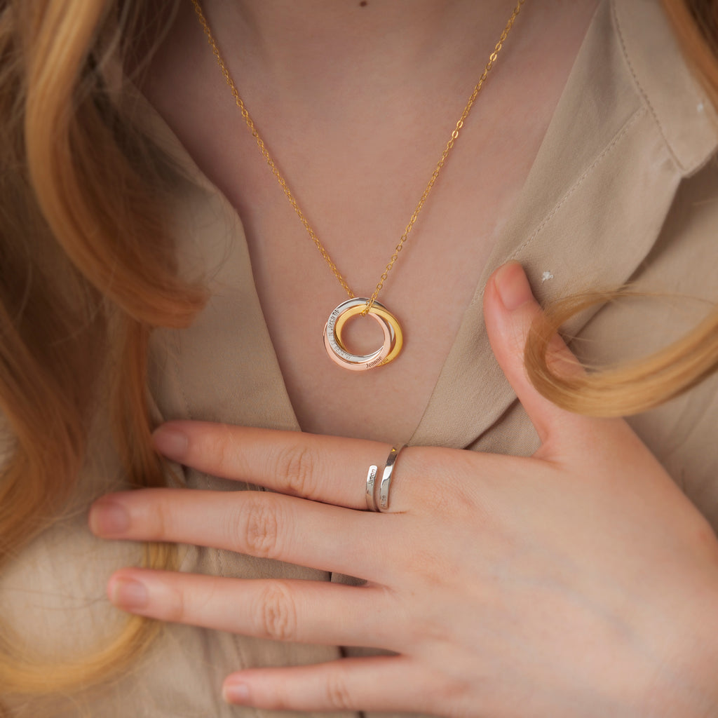 Multi-Color Rings Sterling Silver Necklace