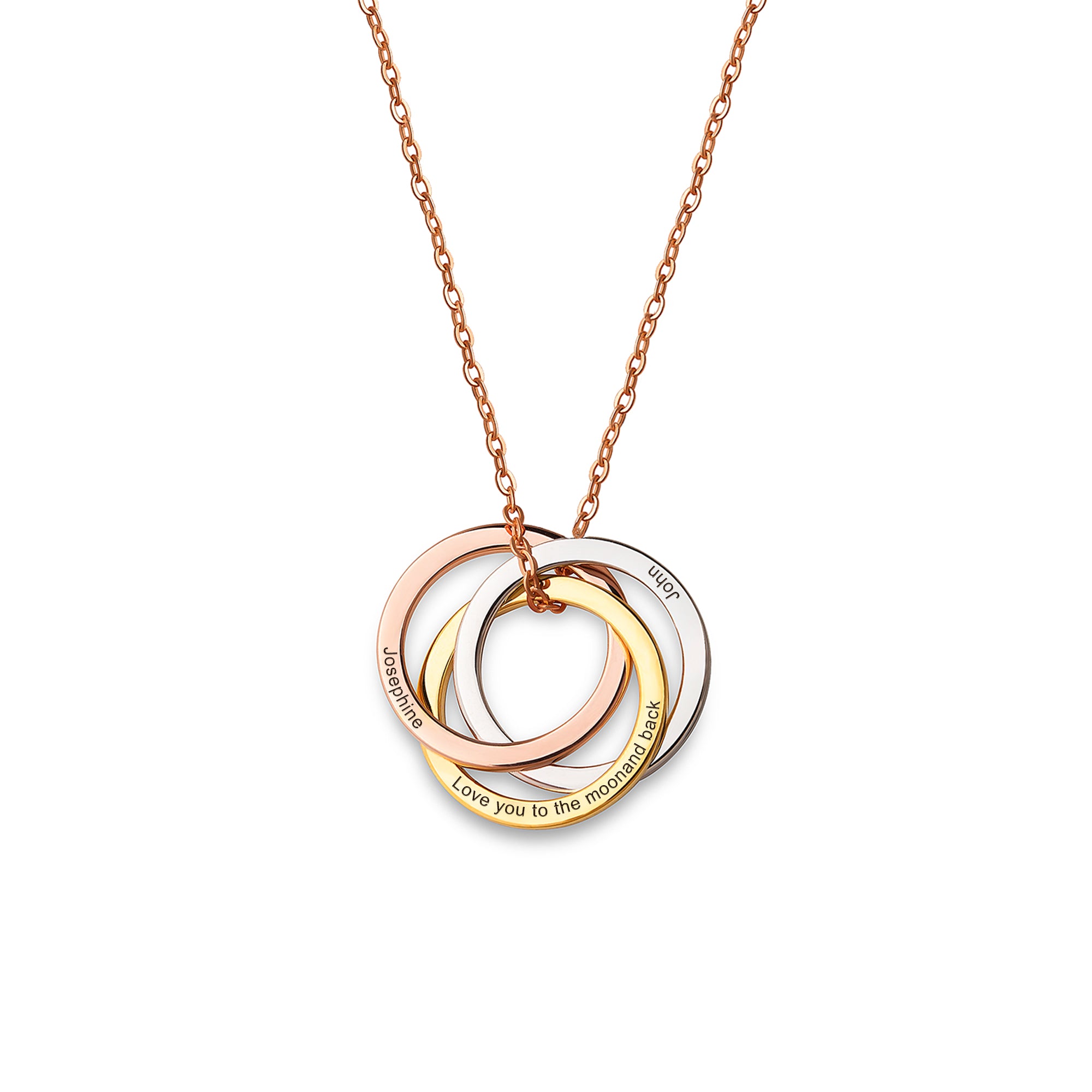 Multi-Color Rings Sterling Silver Necklace