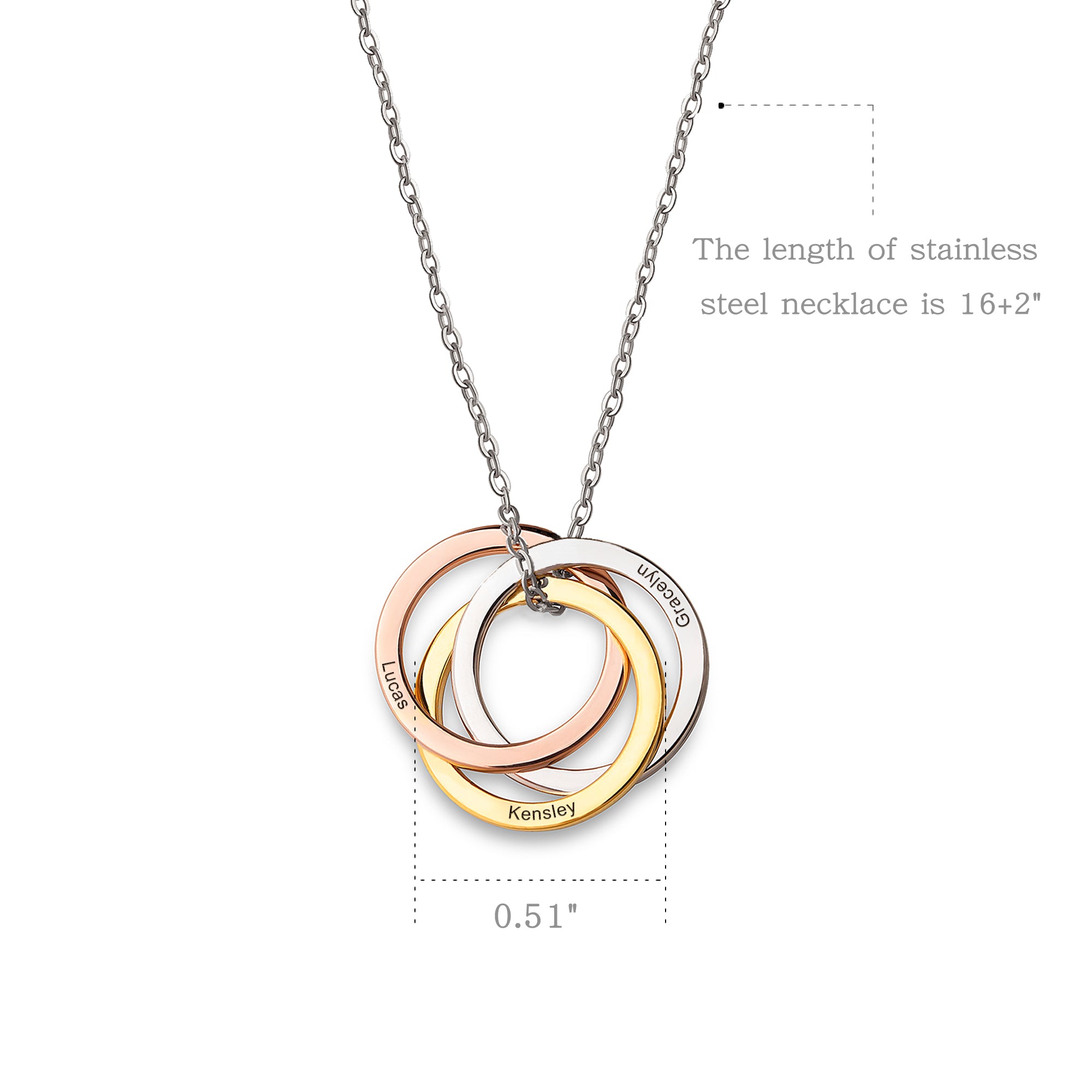 Multi-Color Rings Sterling Silver Necklace