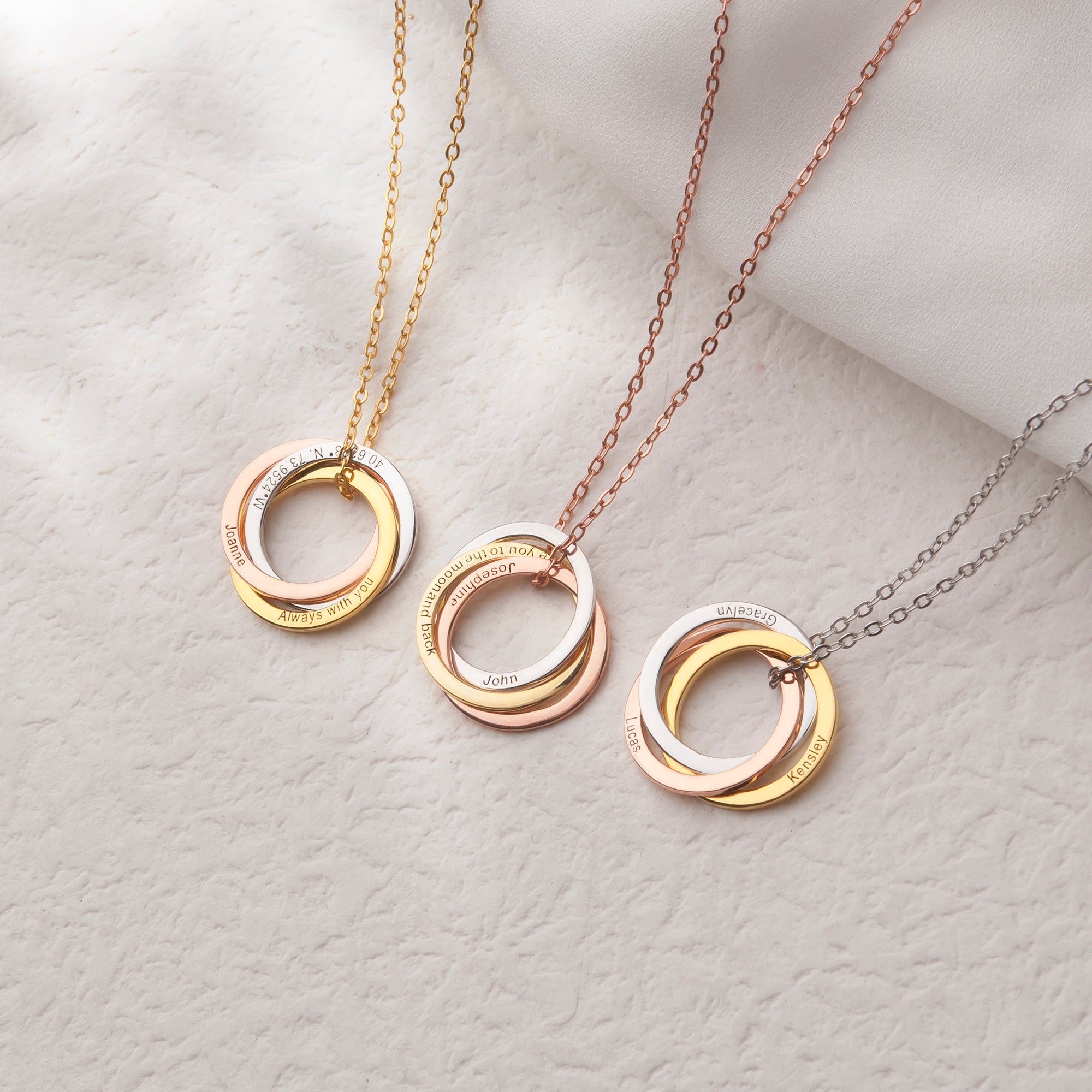 Multi-Color Rings Sterling Silver Necklace