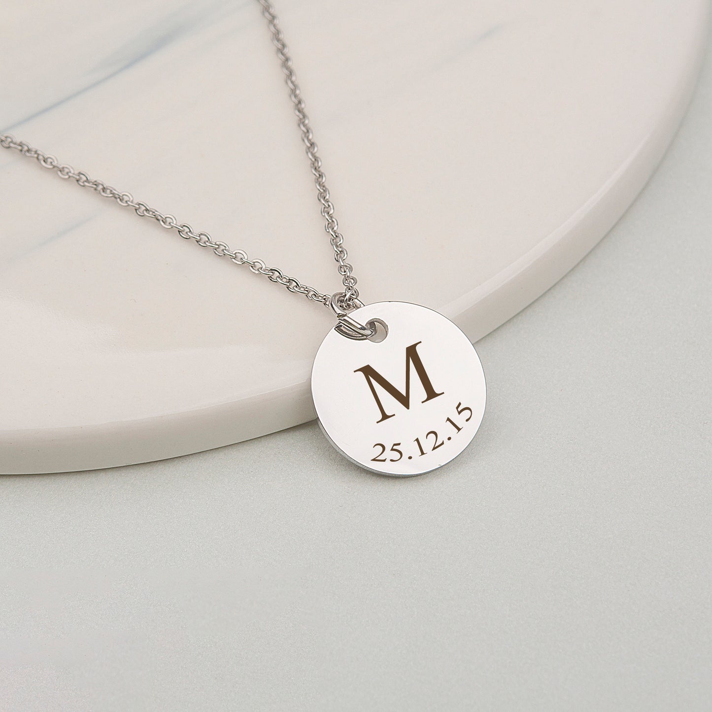 Custom Initial Letter Round Necklace