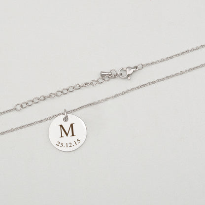 Custom Initial Letter Round Necklace