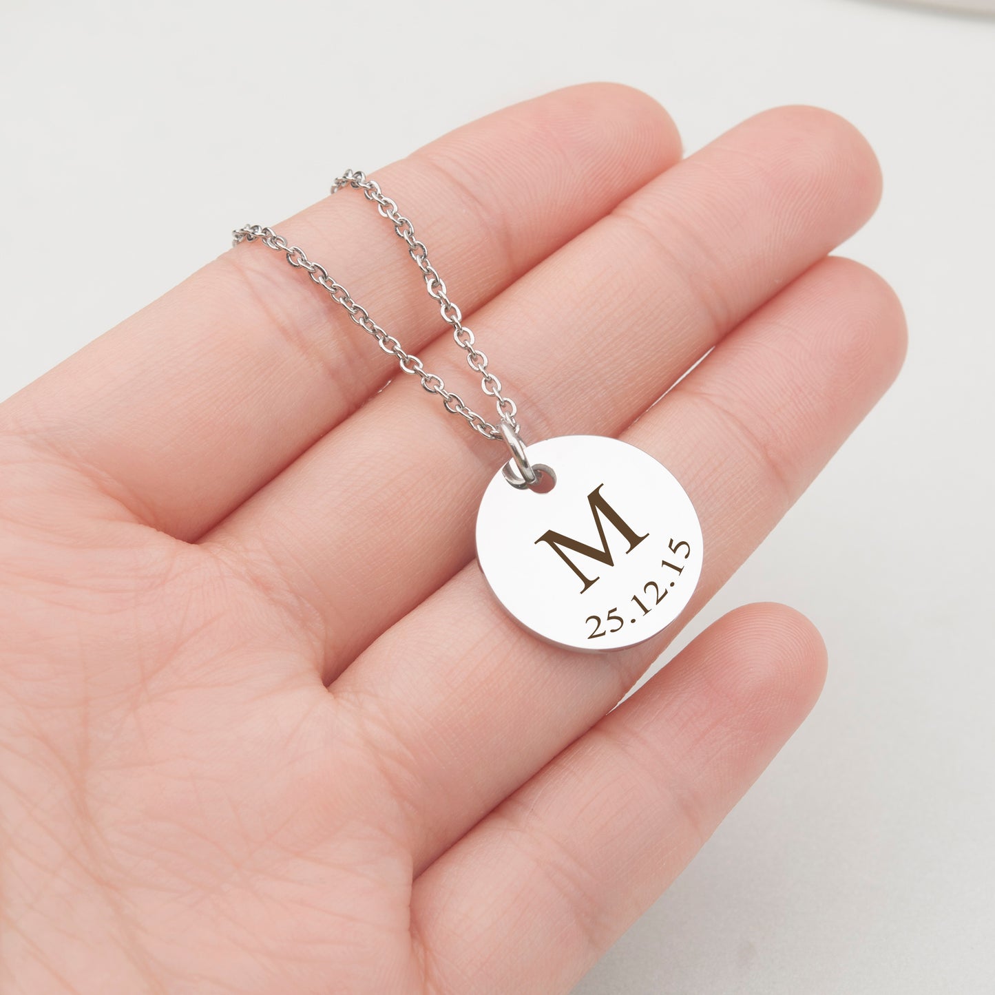 Custom Initial Letter Round Necklace