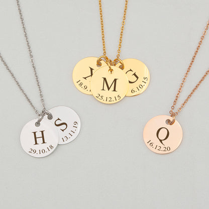 Custom Initial Letter Round Necklace