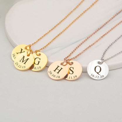 Custom Initial Letter Round Necklace