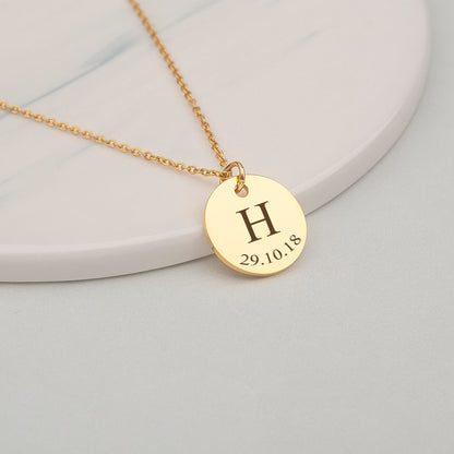 Custom Initial Letter Round Necklace