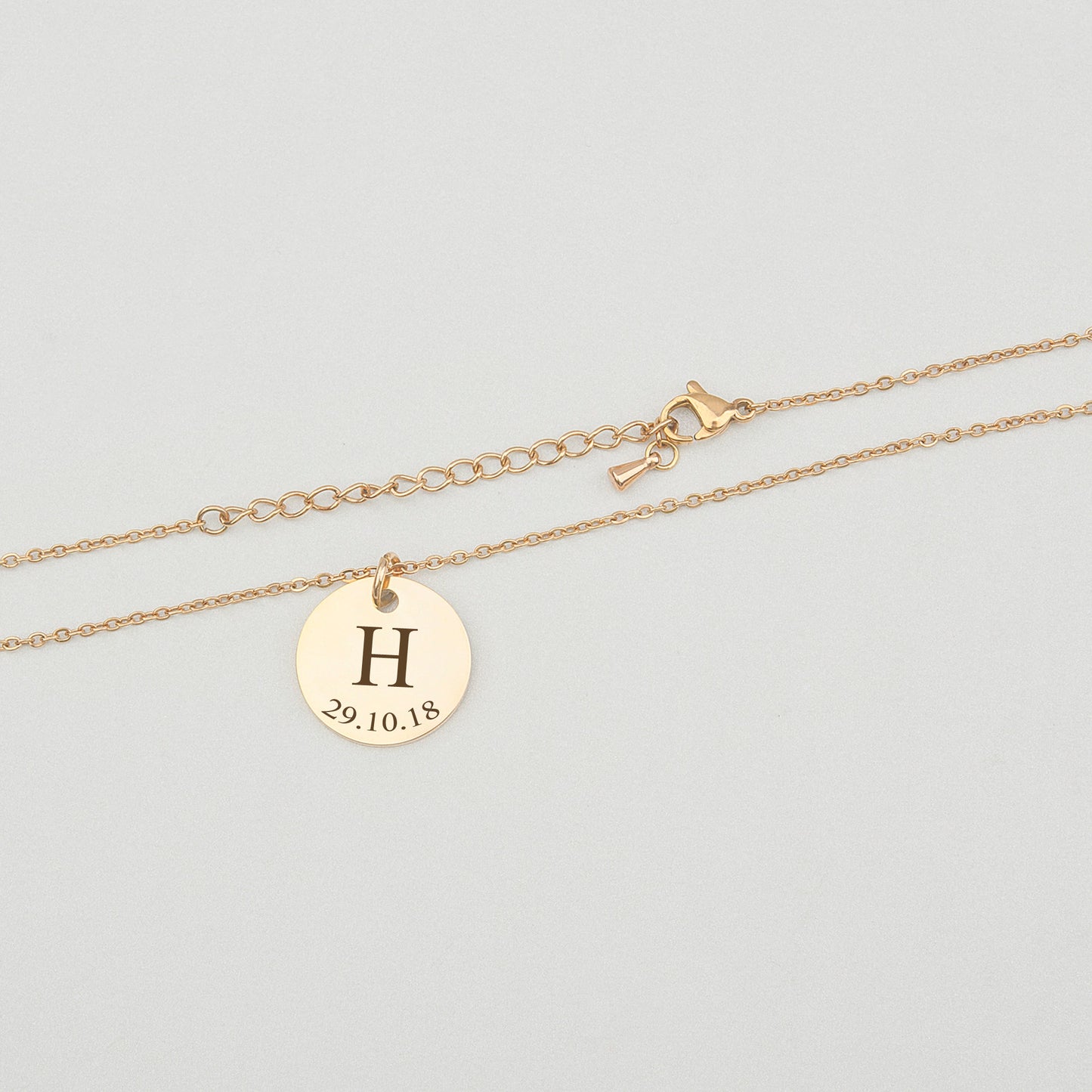 Custom Initial Letter Round Necklace