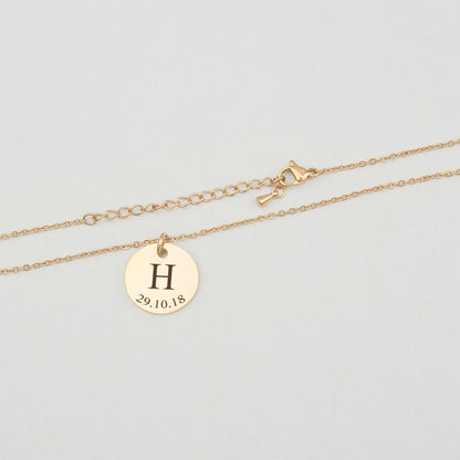 Custom Initial Letter Round Necklace